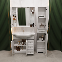 Stella Polare Зеркальный шкаф Кармела 90/С люкс белое серебро – фотография-12